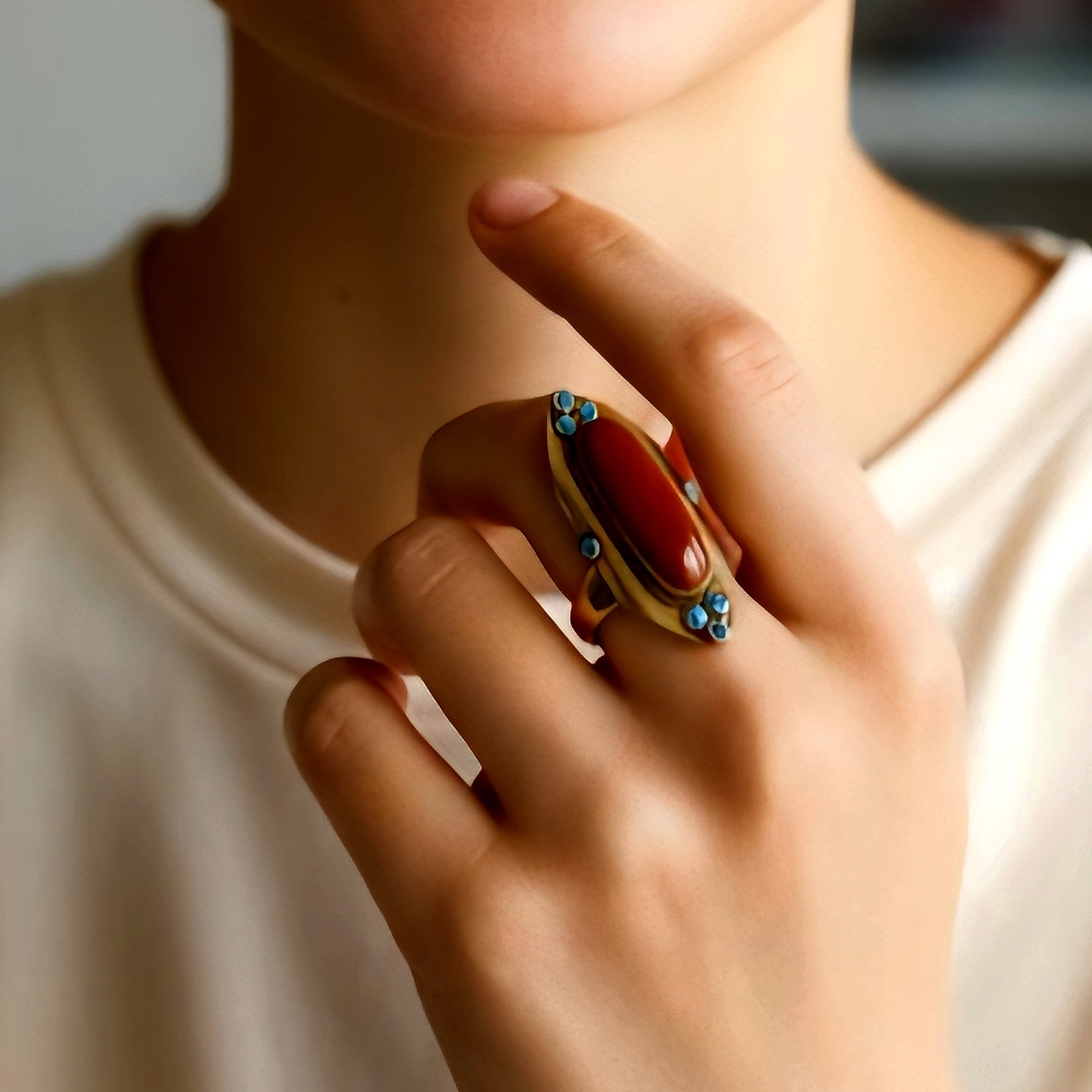 Elongated Sterling Silver Antique Ring - Picture 4 of 7